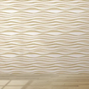 Papel De Parede Sala Ondas Bege Efeito Gesso 3d Areia 12m