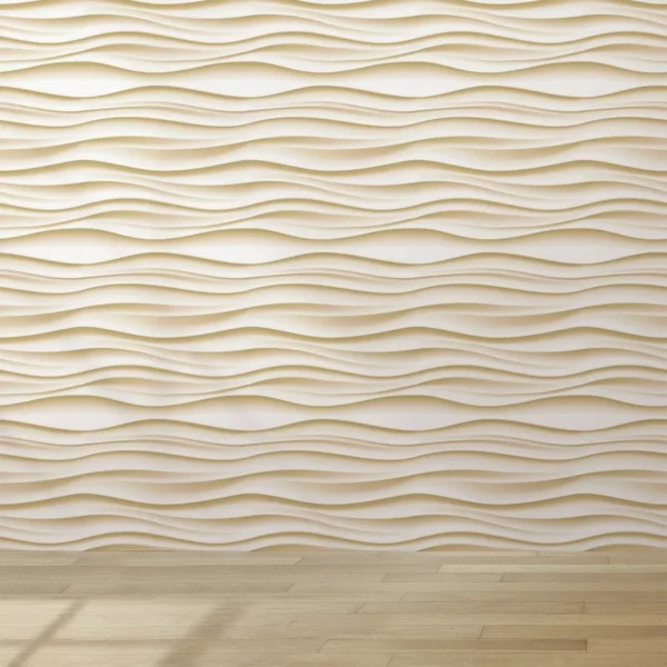 Papel De Parede Sala Ondas Bege Efeito Gesso 3d Areia 12m