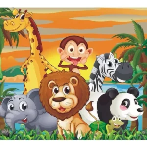 Papel De Parede Selva Infantil Adesivo Zoo Safari 6m² M27