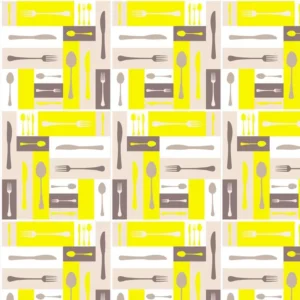 Papel De Parede Talheres Cor Marrom E Amarelo Autocolante