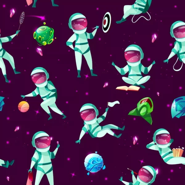 Papel De Parede Teen Astronauta Roxo Delicado Lavável 3m