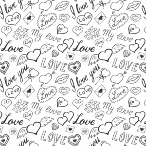 Papel De Parede Teen Coração Love Menina Preto Rolo 2,5 Mts