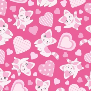 Papel De Parede Teen Gatinho Rosa Pink Delicado Lavável 3m