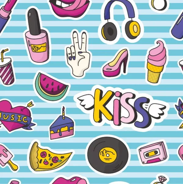 Papel De Parede Teen Kiss Musica Menina Delicado Lavável 3m