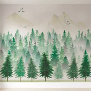 Papel De Parede Tema De Paisagem Floresta Pinheiro 3m² Vr599