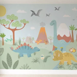 Papel De Parede Tema Dinossauro Floresta Infantil Bebê Pp607