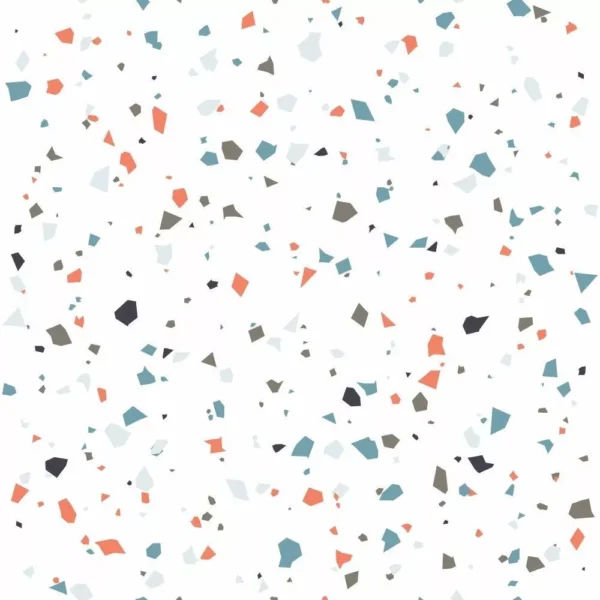 Papel De Parede Terrazzo Azul Laranja Sala Quarto Hall 5m