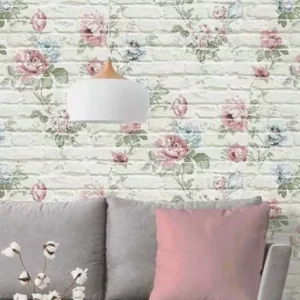 Papel De Parede Tijolinho Branco Floral 109d1df