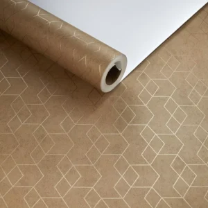 Papel De Parede Tnt Importado Geométrico Dourado 0.53x9.50m