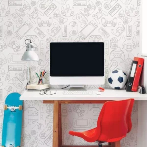 Papel De Parede Tons Claro Quarto Menino Console Video Game