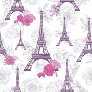 Papel De Parede Torre Eiffel Flor Delicado Rolo 10 M Lavavel