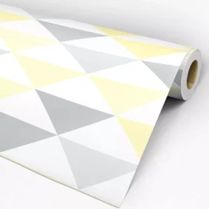 Papel De Parede Triângulo Amarelo Cinza E Branco