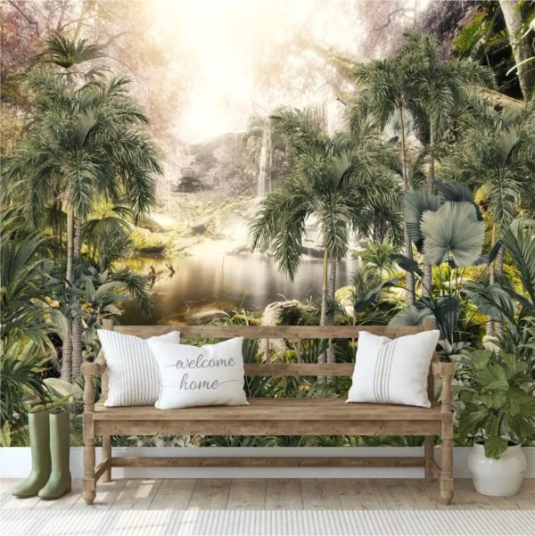 Papel De Parede Tropical Floresta Folhagens 2,10x2,65m G1134