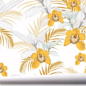 Papel De Parede Tropical Folhagem Flor Jardim Vertical A666