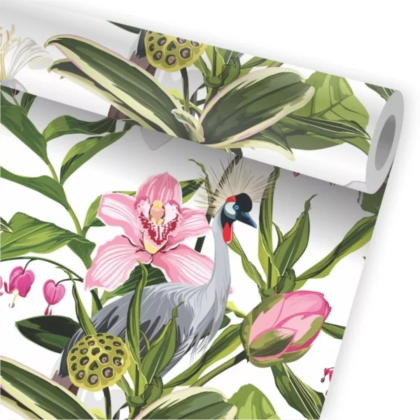 Papel De Parede Tropical Folhagem Flor Jardim Vertical A756