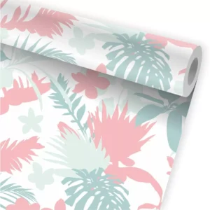 Papel De Parede Tropical Folhagem Folhas Flores Jardim A698