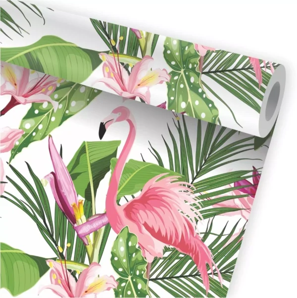 Papel De Parede Tropical Folhagem Folhas Flores Jardim A754