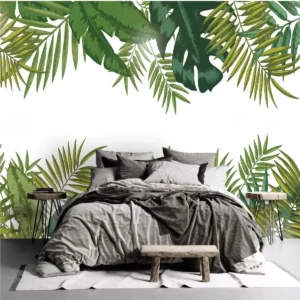 Papel De Parede Tropical Folhagem Folhas Jungle Painel G1011