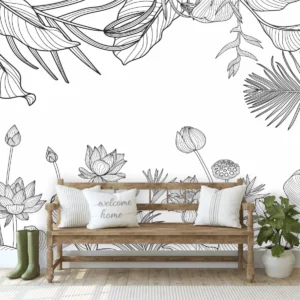 Papel De Parede Tropical Folhagem Folhas Selva Painel G1079