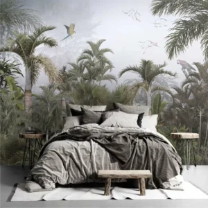 Papel De Parede Tropical Folhagem Folhas Selva Painel G1167