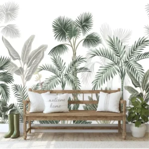 Papel De Parede Tropical Folhagem Jardim Folhas Painel G1105