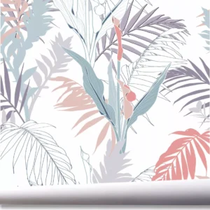 Papel De Parede Tropical Folhas Flor Jardim Folhagem A724