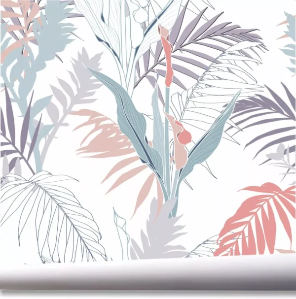 Papel De Parede Tropical Folhas Flor Jardim Folhagem A724