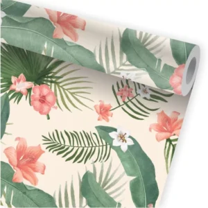 Papel De Parede Tropical Folhas Plantas Floral Delicado A468