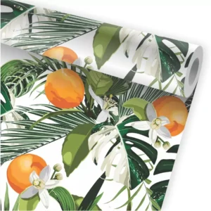 Papel De Parede Tropical Frutas Folhas Folhagem Jardim A715