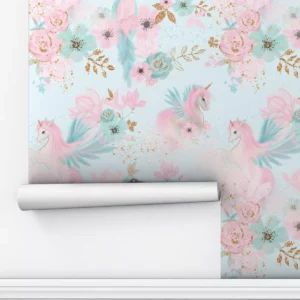 Papel De Parede Unicornios Rosa E Azul Quarto Lavavel 12m