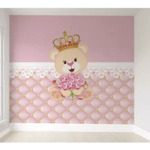 Papel De Parede Ursinha Princesa De Bebê Menina Vr269 3m²