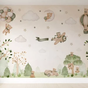 Papel De Parede Ursinho Menino Balão Infantil 10m² Pp503