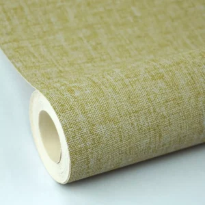 Papel De Parede Verde Nonwoven Textura Linho Cozinha 4m²