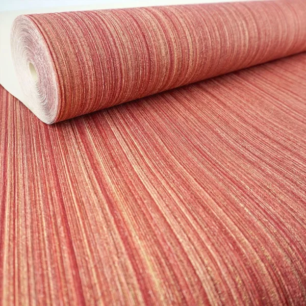 Papel De Parede Vermelho Vinílico Texturizado Listrado 5,5m²