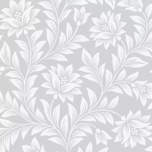 Papel De Parede Vinil Floral Cinza Provençal Classico 12m