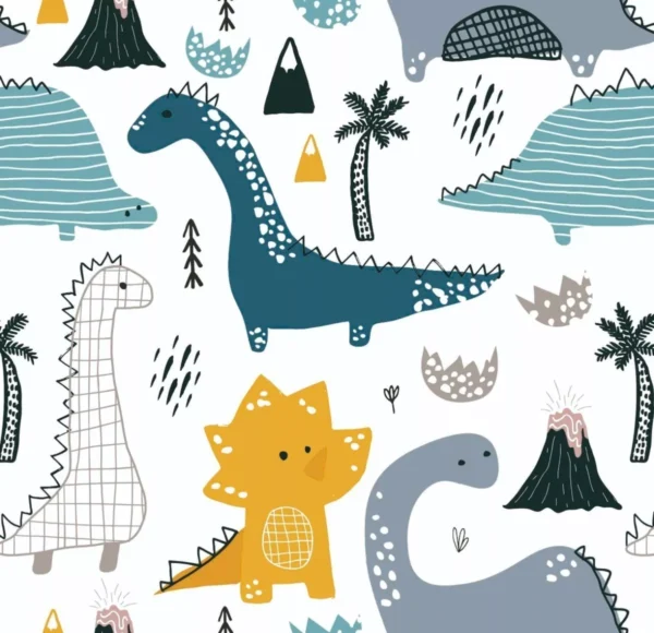 Papel De Parede Vinil Quarto Colorido Dinossauros Teen 12m