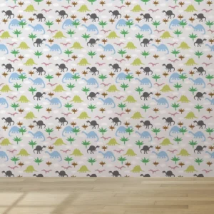 Papel De Parede Vinil Quarto Infantil Dinoussauro Azul 1.5m