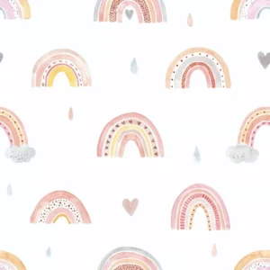 Papel De Parede Vinil Quarto Menina Arco Iris Rosa Teen 1m