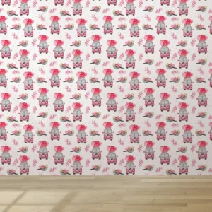 Papel De Parede Vinil Quarto Menina Kombi Coração Rosa 12m