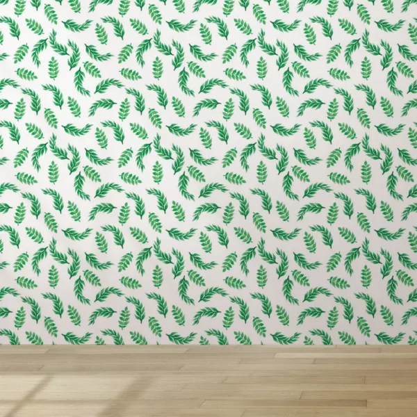 Papel De Parede Vinil Sala Folhas Ramos Verde Natureza 3m