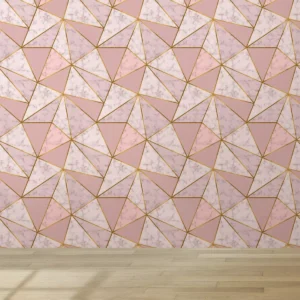 Papel De Parede Vinil Sala Zara Mármore Rosa E Dourado 3m