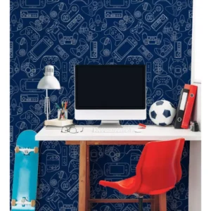 Papel De Parede Vinilico Adesivo Decorativo Gamer Light