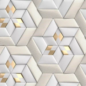 Papel De Parede Vinilico Adesivo Geometrico Cinza E Dourado