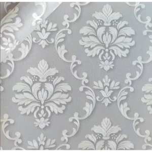 Papel De Parede Vinílico Arabesco Cinza Branco Relevo Luxo