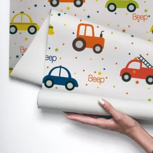 Papel De Parede Vinílico Bebê Carros Baby Infantil Kid 3m