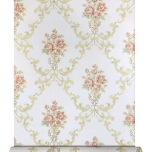 Papel De Parede Vinílico Com Floral Textura Em Alto Relevo