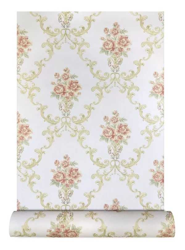 Papel De Parede Vinílico Com Floral Textura Em Alto Relevo