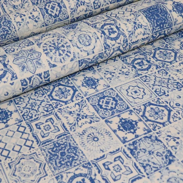 Papel De Parede Vinilico Cozinha Azulejo Azul Portugues