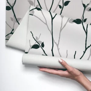 Papel De Parede Vinílico Galhos Árvore Natureza Preto 3m