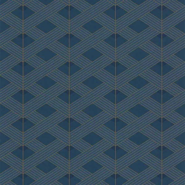 Papel De Parede Vinilico Geometrico Azul Dourado Melody